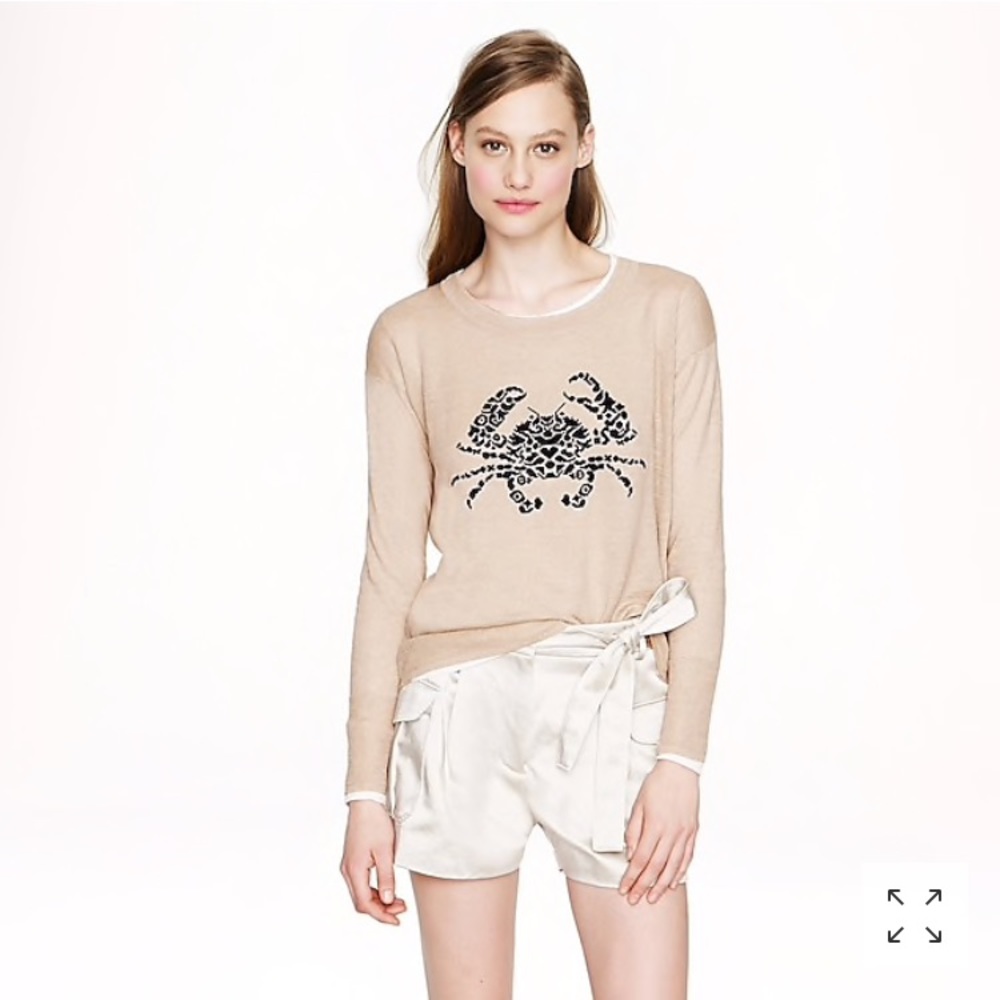 J. Crew factory linen embroidered crab sweater
